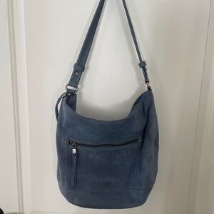 the sak denim blue shoulder bag suede